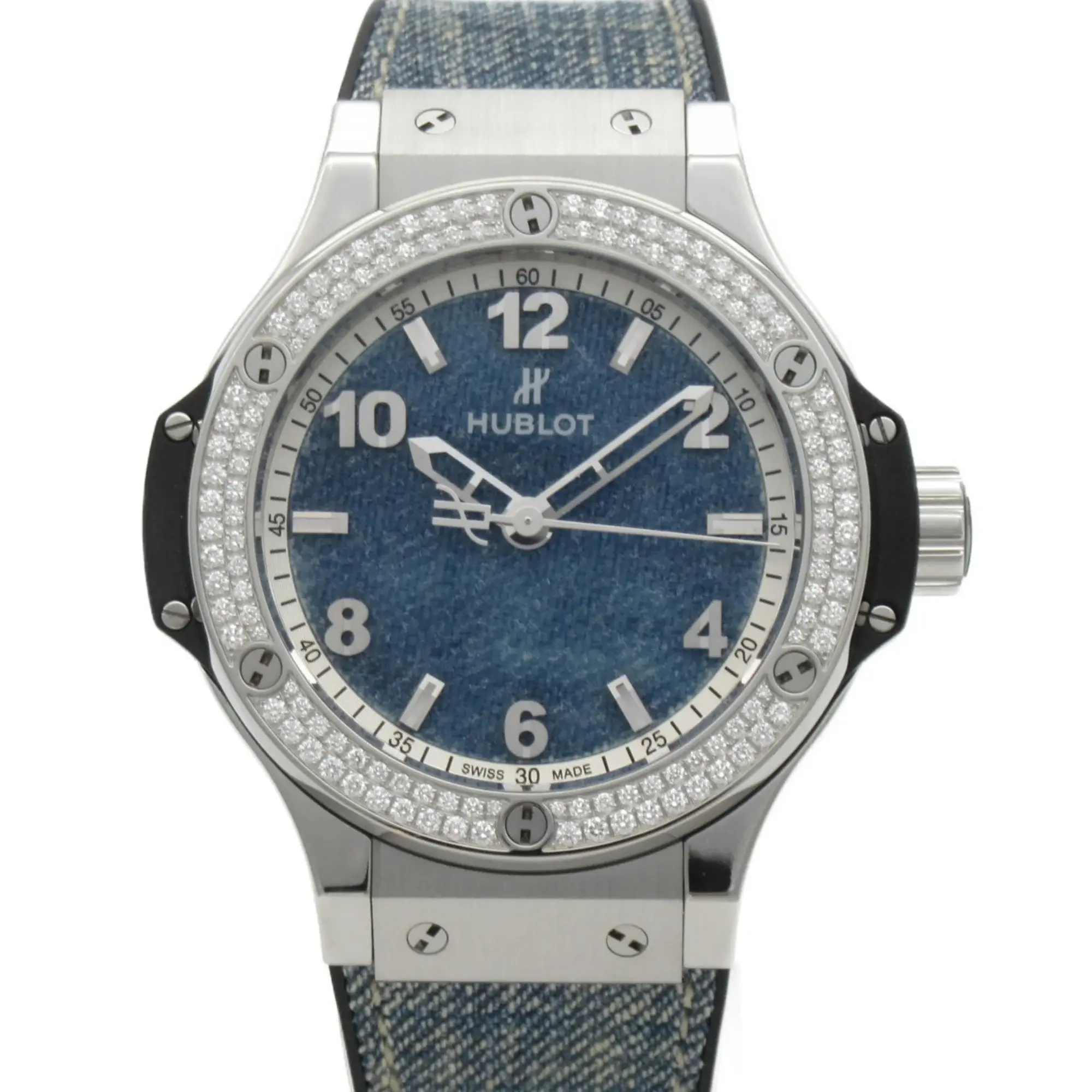 HUBLOT Big Bang Jeans Diamond Quartz Blue Stainless Steel Rubber 361.SX.2710.NR.
