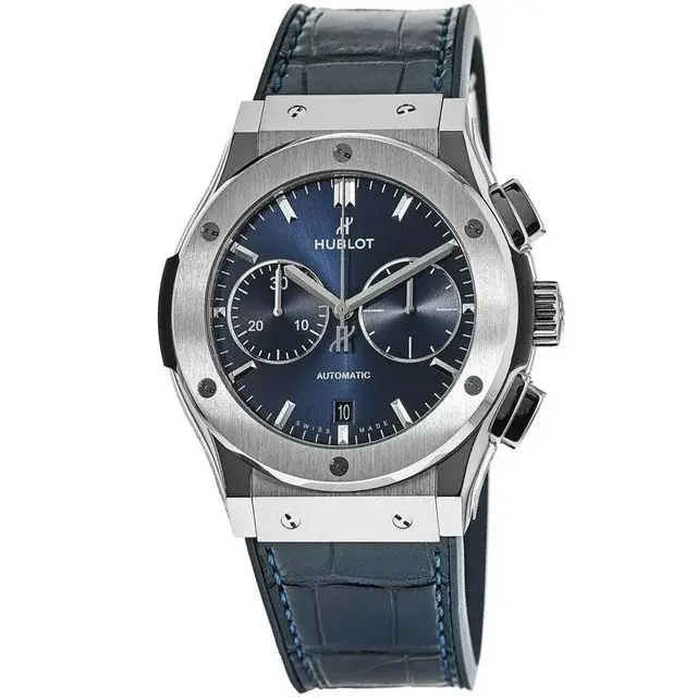 Hublot Classic Fusion Blue Chronograph Titanium Automatic Blue Dial Men's Watch