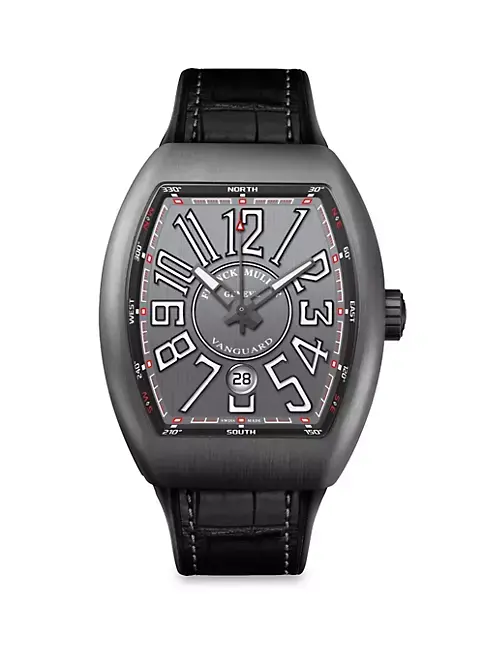 Franck Muller Vanguard Brushed Titanium, Alligator-Embossed Leather & Rubber