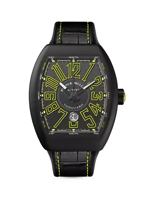 Franck Muller Vanguard Kypton Black Titanium & Alligator-Effect Leather Watch
