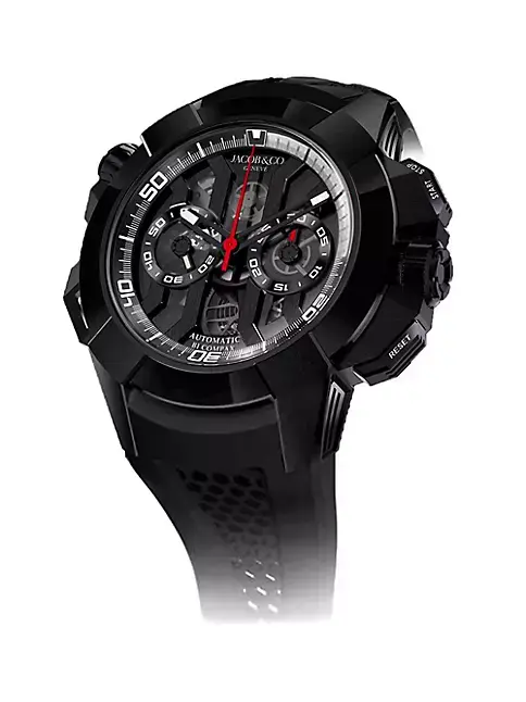 Jacob & Co. Epic X Chrono Black Ceramic & Rubber Strap Watch