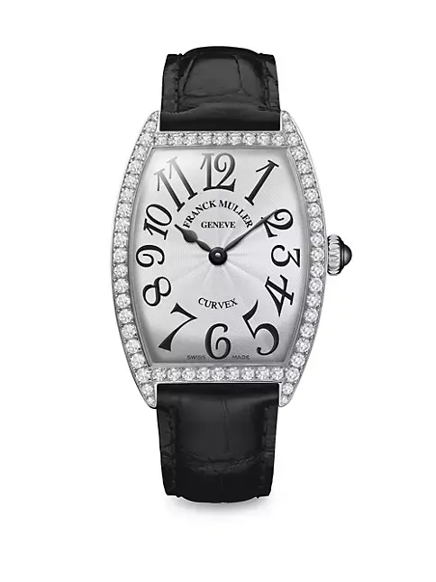 Franck Muller Cintree Curvex 35MM Stainless Steel, Diamond & Alligator-Strap