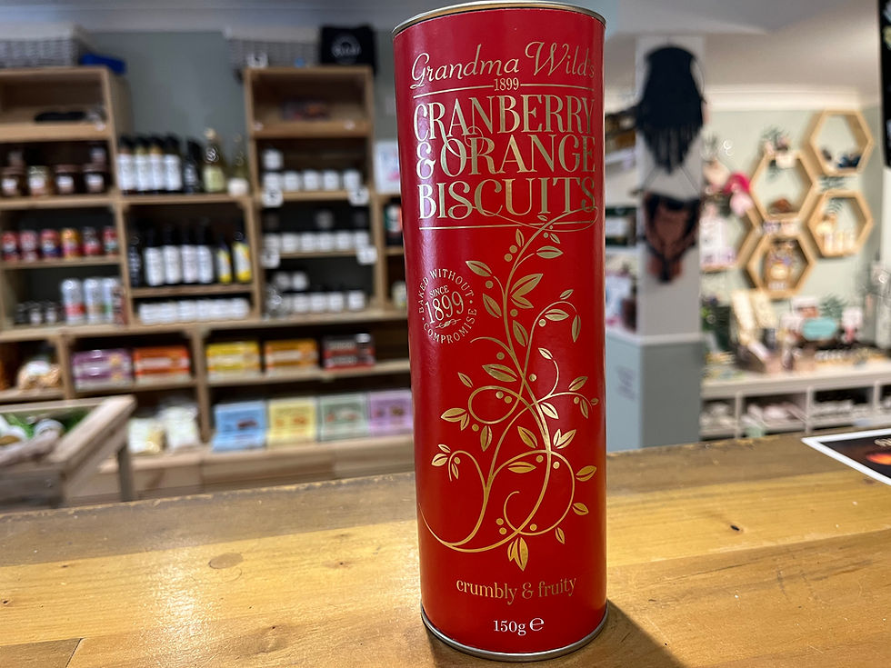 Grandma Wild's Ornate Red & Gold Cranberry & Orange Biscuits Tube