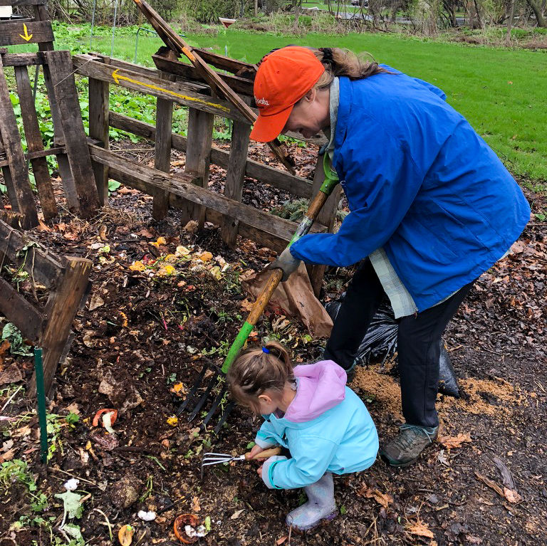 stasia and lizzy in compost bin.jpg