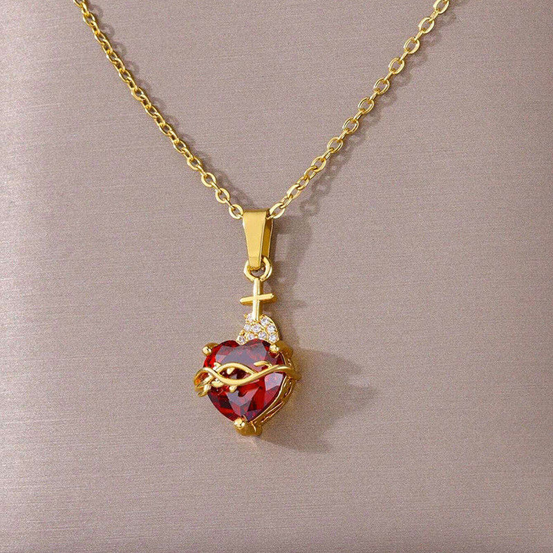 Thumbnail: Sacred Ruby Heart Necklace