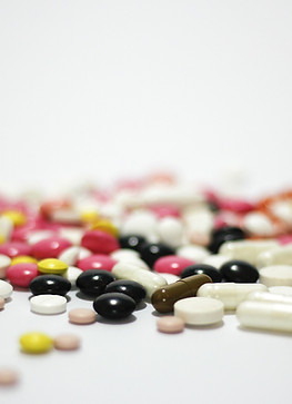 Colorful pills scattered