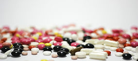Colorful pills scattered
