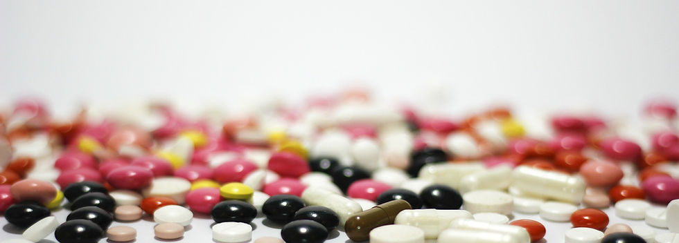 Colorful pills scattered
