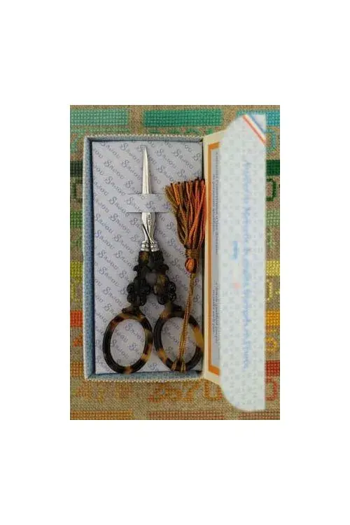 Thumbnail: MAISON SAJOU - PAIR OF EMBROIDERY SCISSORS TORTOISESHELL STYLE FLOWER