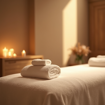 massage treatment room soft lighting relaxing atmosphere premium spa setting tranquil envi