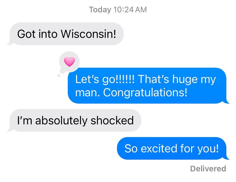 College admissions decision text