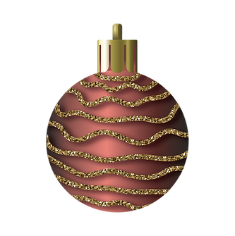 cathryn bozone holiday illustration of a bronze and gold ornament