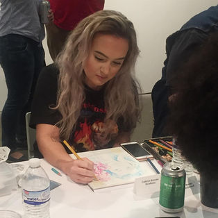 Cathryn Bozone live painting for ABV Gallery's Drink and Doodle monthly exhibition.