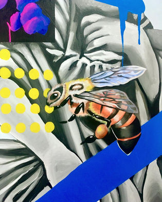 A up-close image of a painted bee