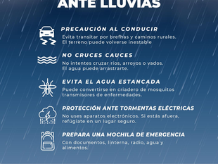 Ayuntamiento emite recomendaciones por fuertes lluvias