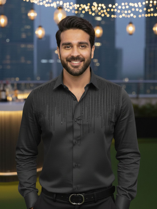 Thumbnail: Embellished Abstract Lines Shirt