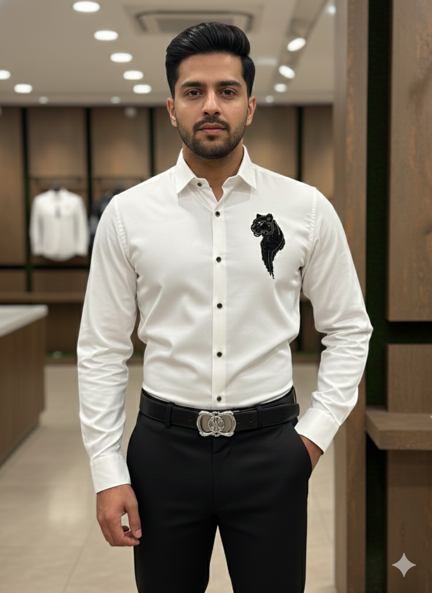 100% Cotton Embellished Panther Party Shirt