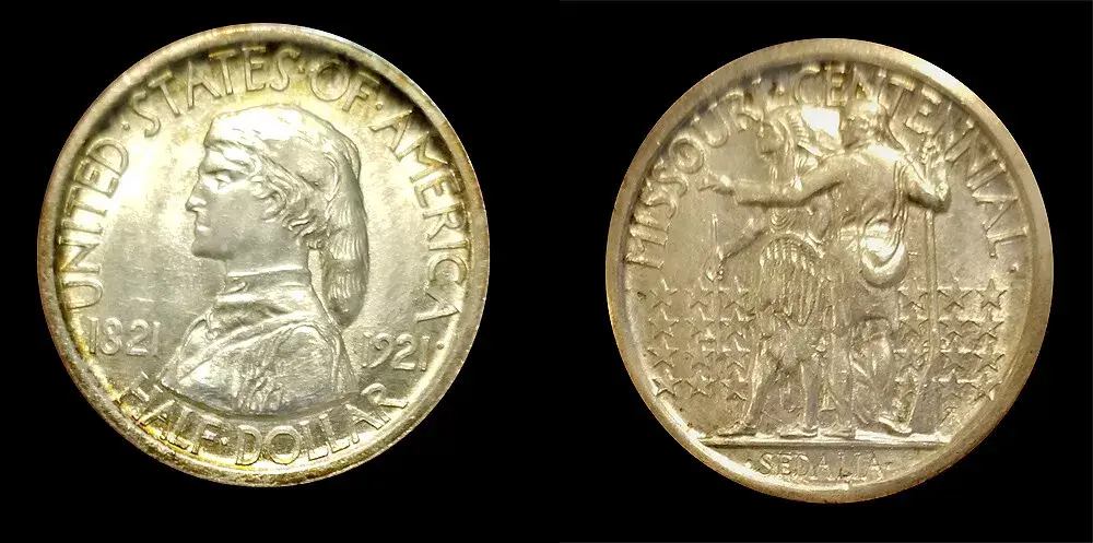 US 1921 50 Cents Missouri Commemorative Gem BU Rare Grade, Beauty, Sharp, Luster