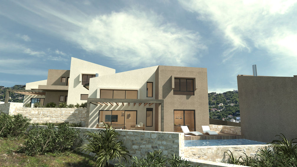 Holiday homes in Lagonisi, natural amterials private pools big windows