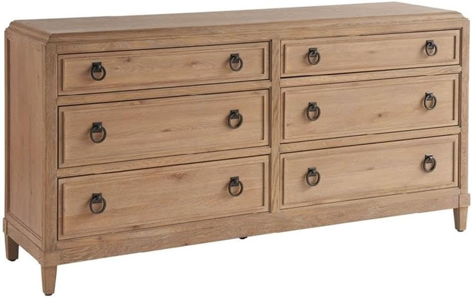 tan wood dresser with iron ring handles mak