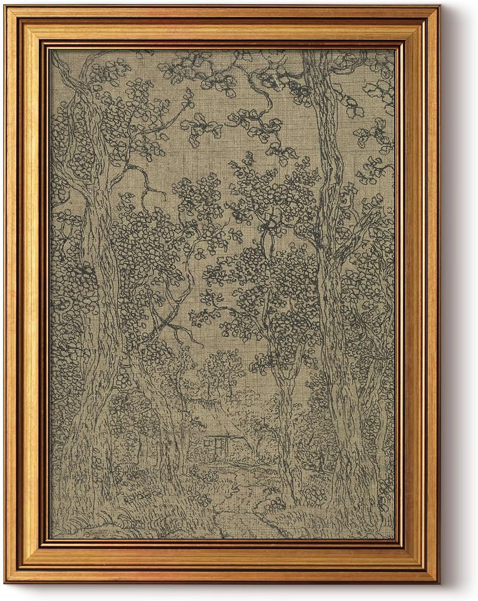 antique sketch landscape art framed