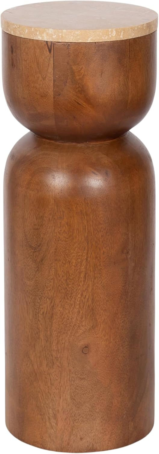 walnut drink table travertine top