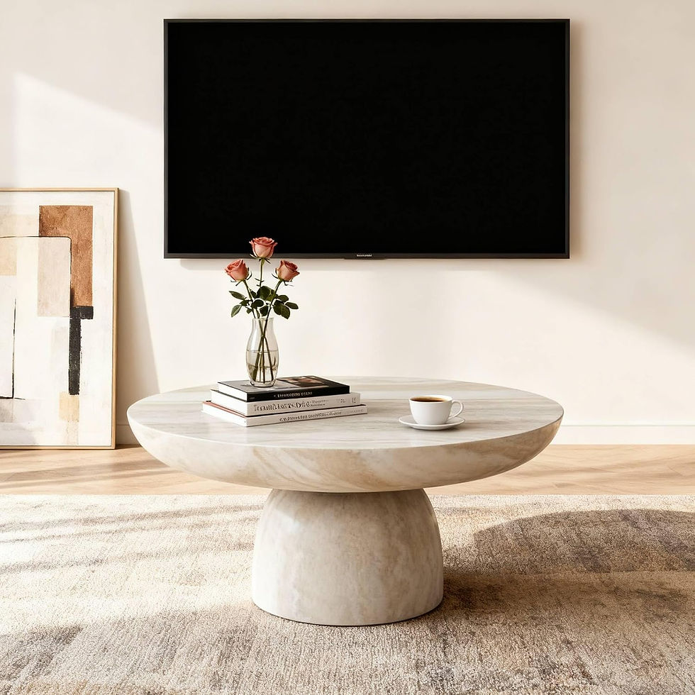31.5 round faux stone coffee table