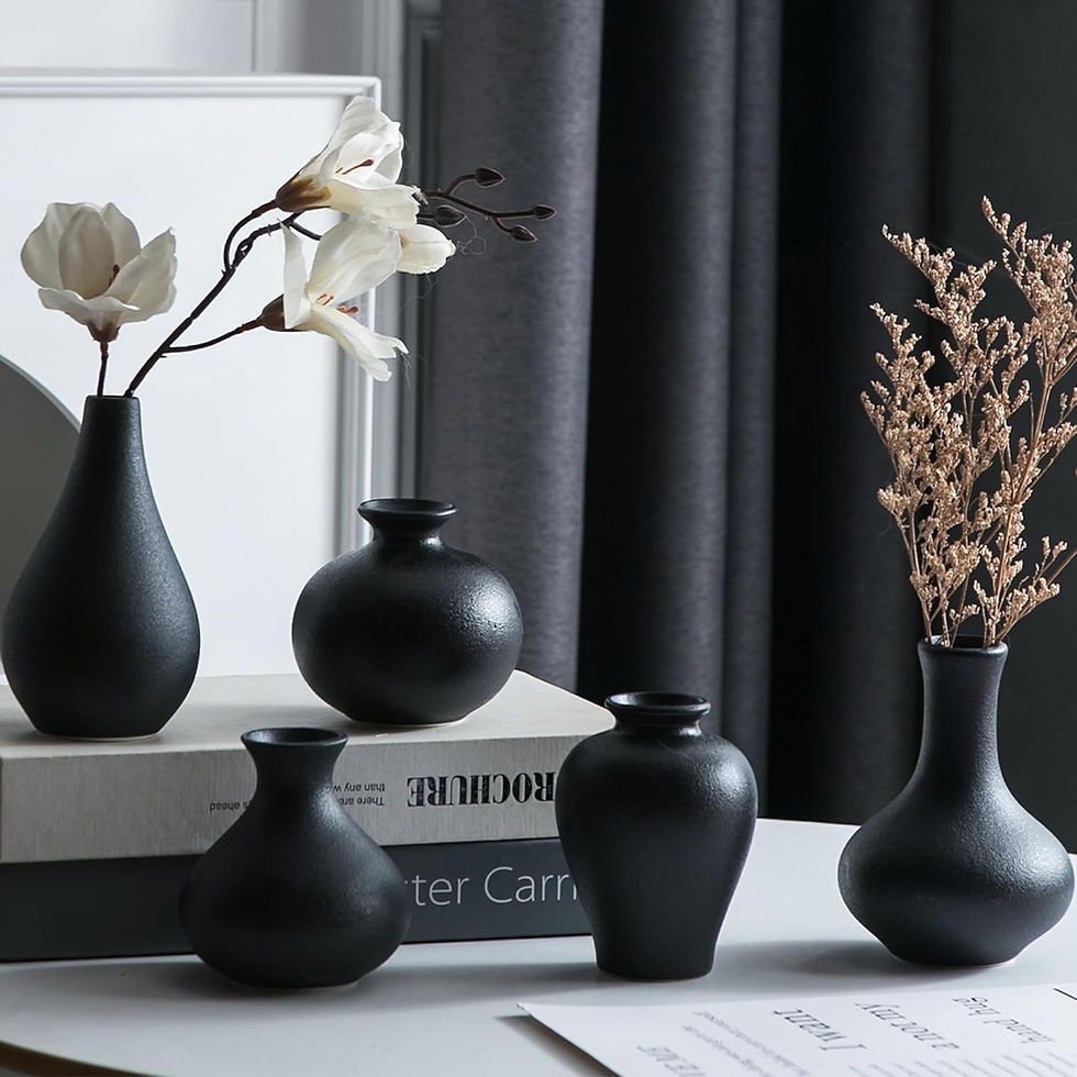 small black set of bud vases