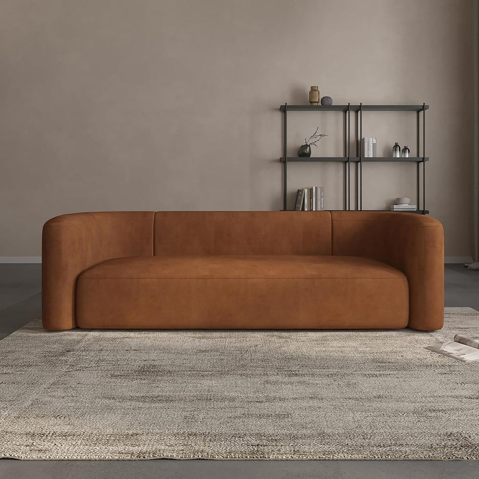curved rust velvet sofa