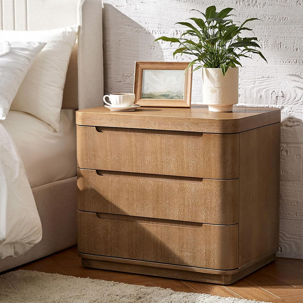 nightstand light wood with charging station