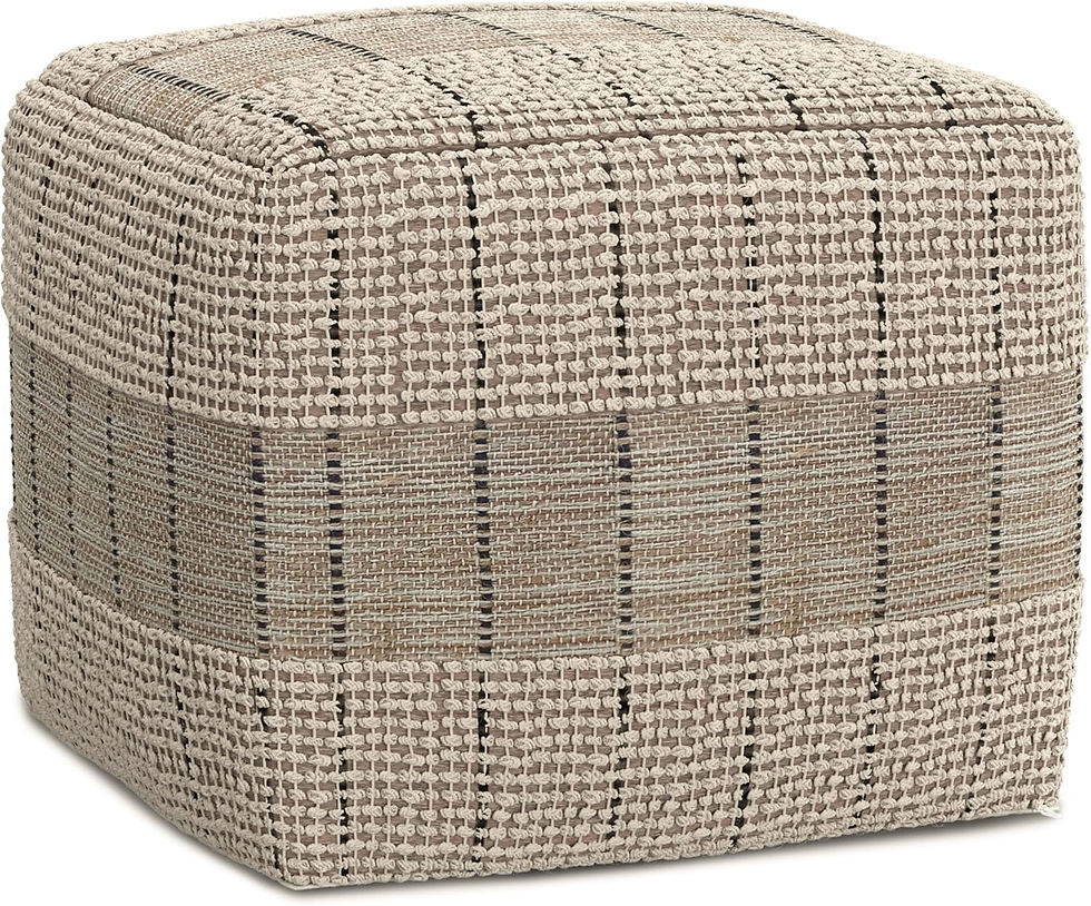 Jute square pouf in natural print