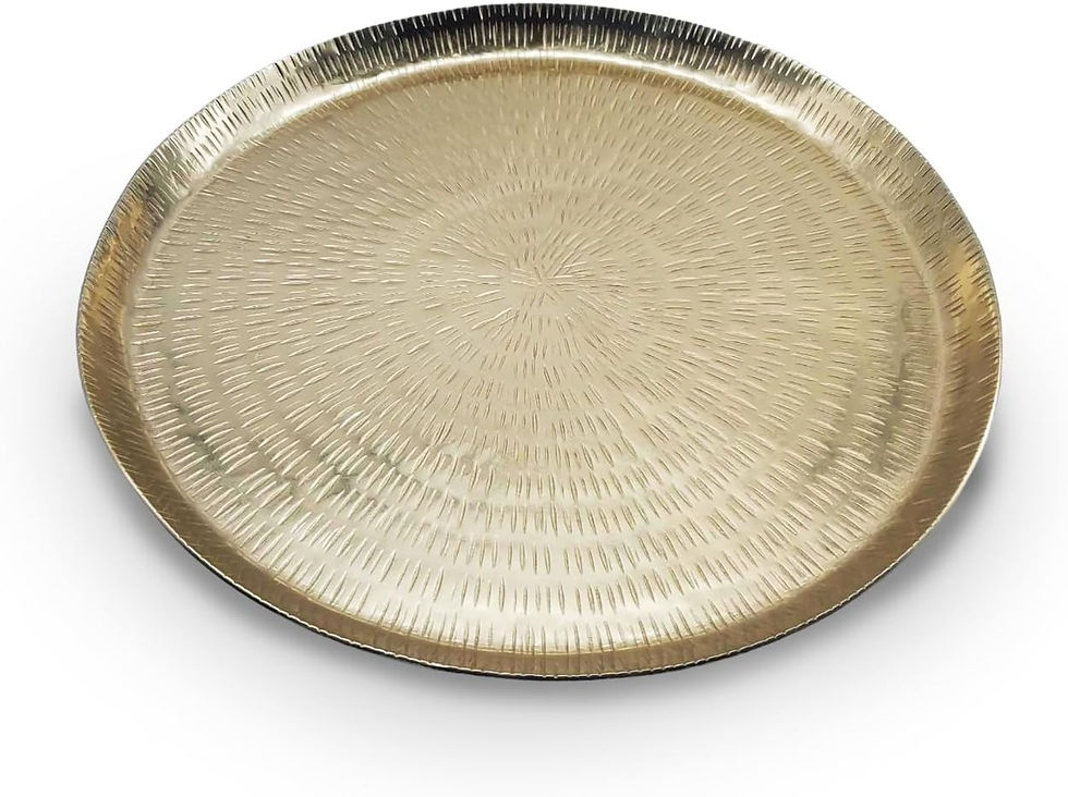 uene Hammered Brass Circular Tray with Raised Edge – Gold Color Large Round 15 inch