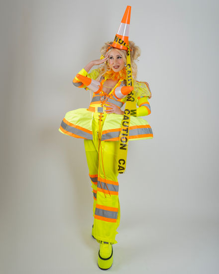 Fashion designer Chase Koopersmith, aka Glitteris, wearing her bespoke upcycled designs.