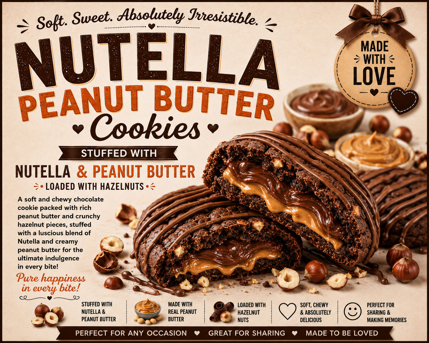 Nutella Peanut Butter Cookie (*contains nuts*)