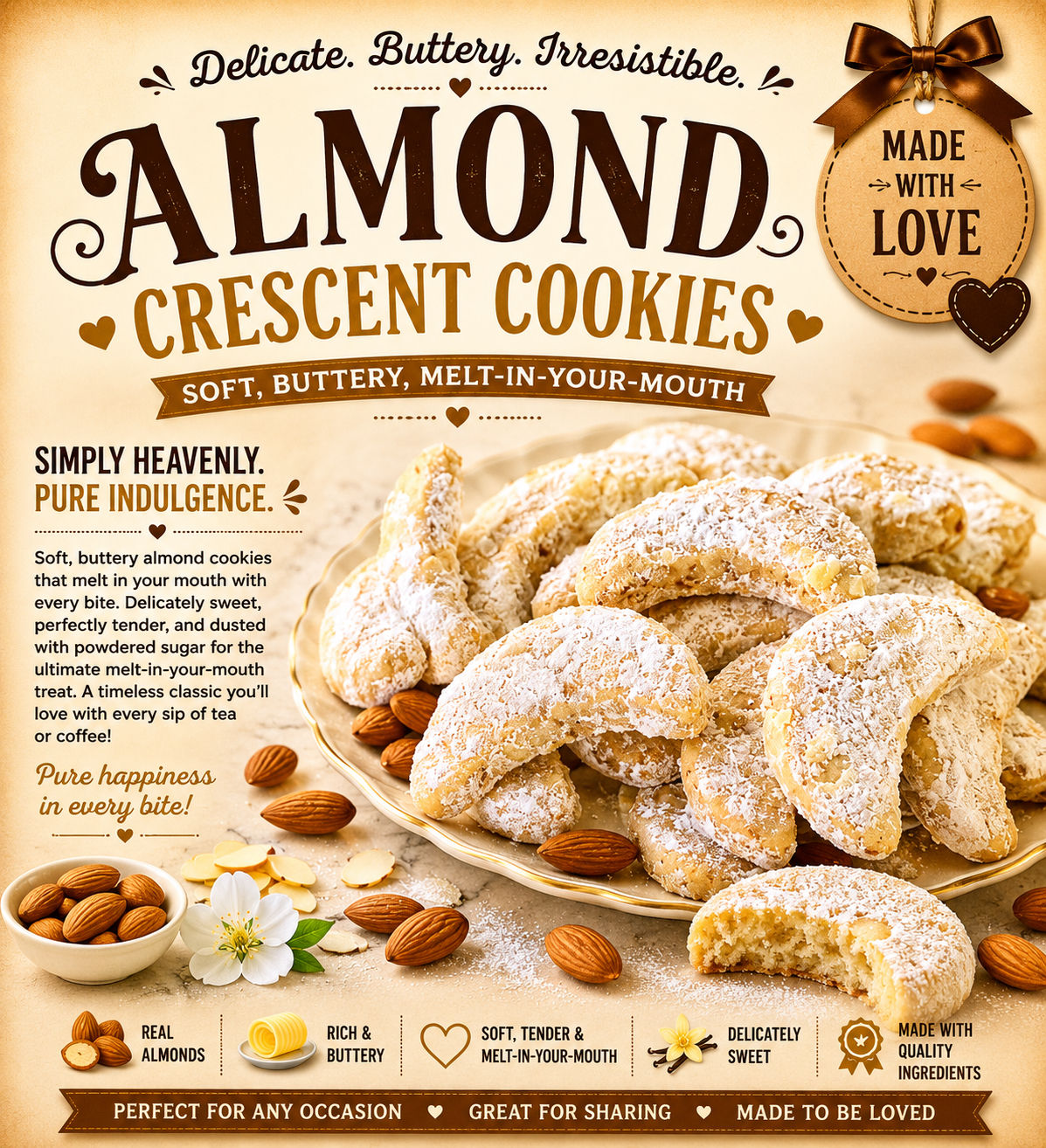 Almond Crescent Cookies (*contains nuts*)