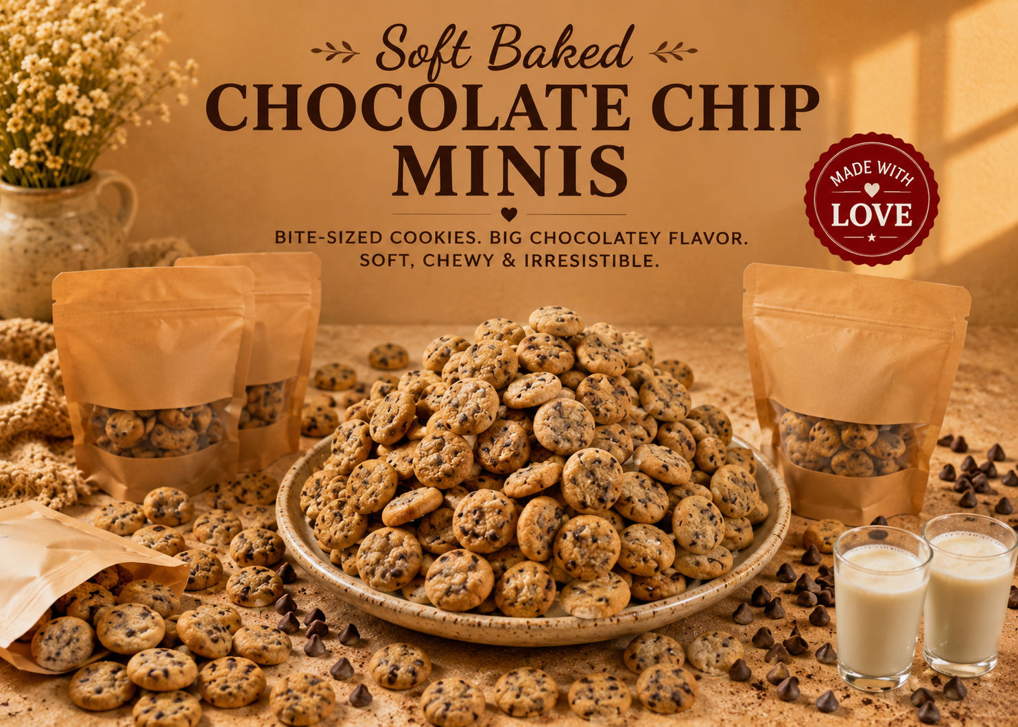 Soft Baked Mini Chocolate Chip Cookies 