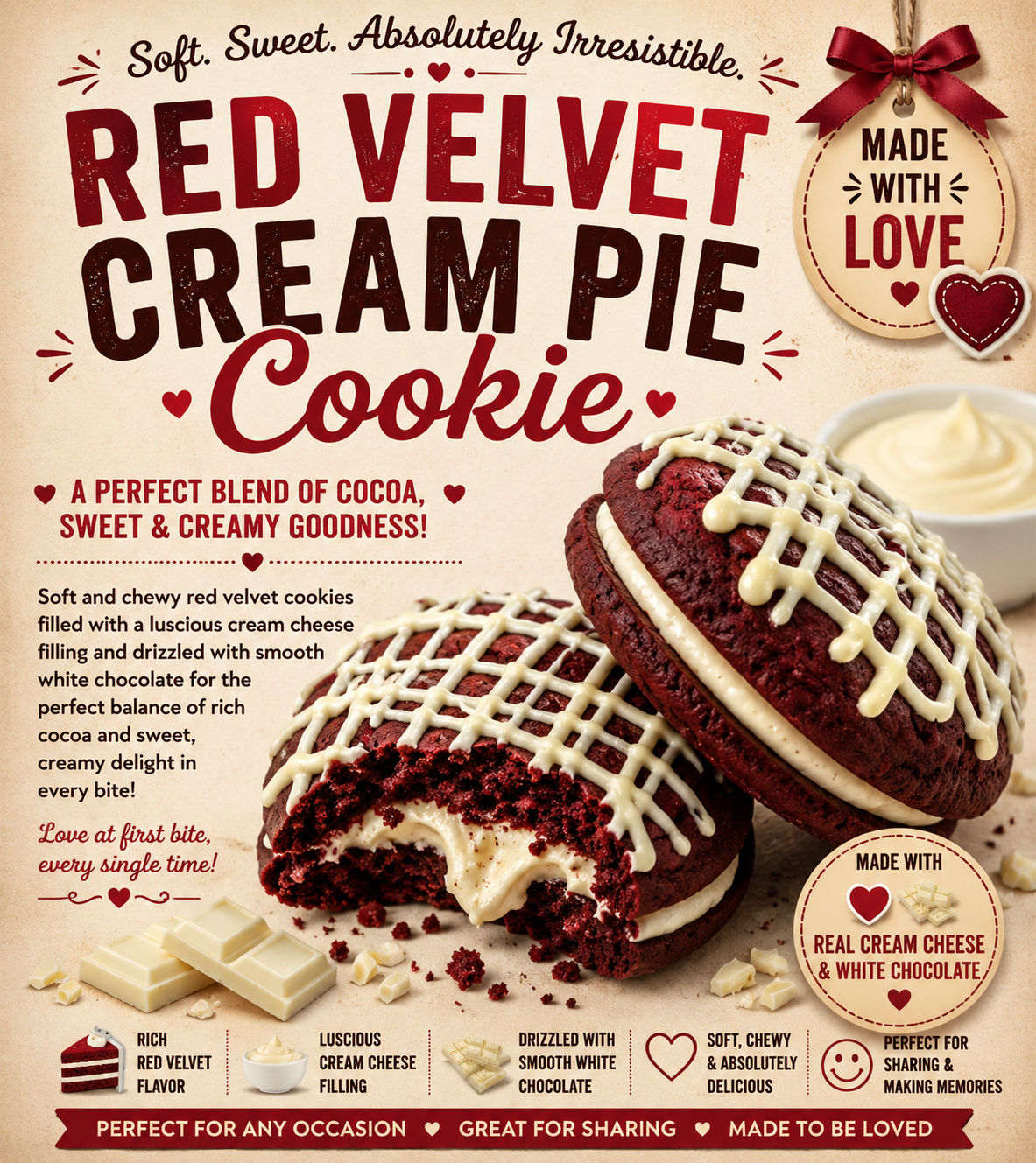 Red Velvet Cream Cookies