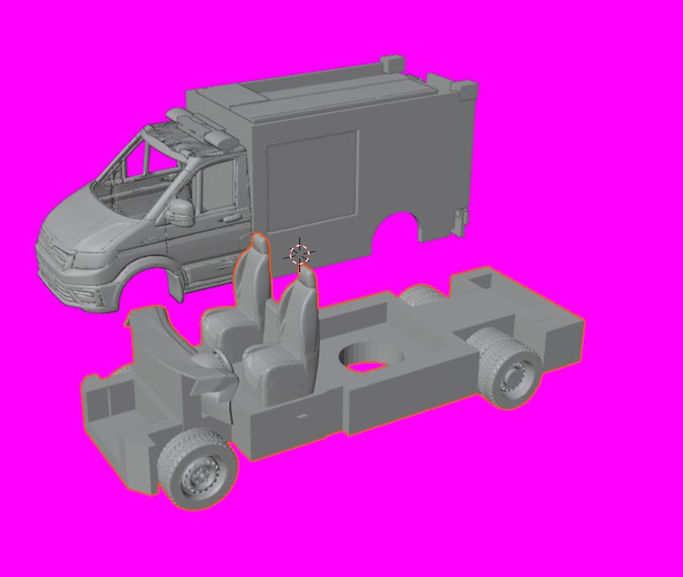 Miniaturbild: THW MAN Krankenwagenmodell: Aufbau und Chassis