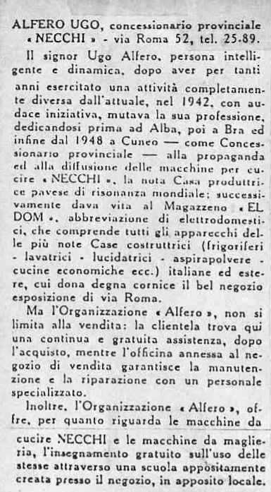 Macchine da Cucire Necchi a Cuneo, presenti dal 1948 grazie ad Ugo Alfero