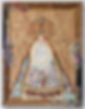 LUIS ALVARO SAHAGUN, LIMPIA, NO. 17, 2023, BEESWAX, CHARCOAL, GOLD LEAF, GORILLA GLUE, PAPER, CAULK, COPAL SMOKE, CLAY, OBSIDIAN, TIGER’S EYE, RESIN, BEADS, FAMILY PHOTOS, GLITTER, PHEASANT FEATHER, SEA SHELLS, FOUND OBJECTS, ON OSB WOOD, 25 X 2 IN. IMAGE COURTESY OF THE ARTIST.