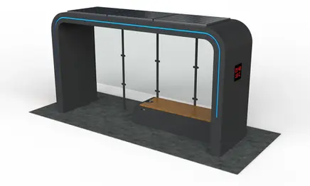Statie autobuz inteligenta (smart), din otel galvanizat, sistem de iluminat LED, cu camera video rotativa, incarcare USB / wireless, conectivitate wi-fi, panou solar, PLGSA013 - Palagio.ro