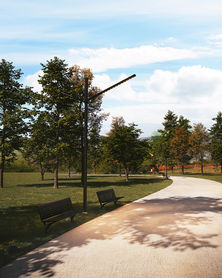 Stalp iluminat stradal, cu brațe de lungimi diferite, otel vopsit electrostatic anticoroziv, protectie IP65/IP66, alimentare 100-240 V, eficienta luminoasa 150lm/W, Sun Spread, Palagio.ro