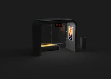 Statie autobuz inteligenta, structura metalica, otel inoxidabil , iluminare LED, panou fotovoltaic,  banca de asteptare, porturi USB, incarcatoare wireless, router wi-fi, PLGSA018 - Palagio.ro