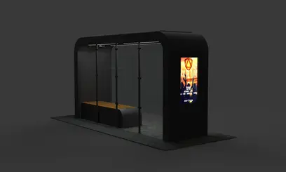 Statie autobuz inteligenta (smart), din otel galvanizat, sistem de iluminat LED, cu camera video rotativa, incarcare USB / wireless, conectivitate wi-fi, panou solar, PLGSA013 - Palagio.ro