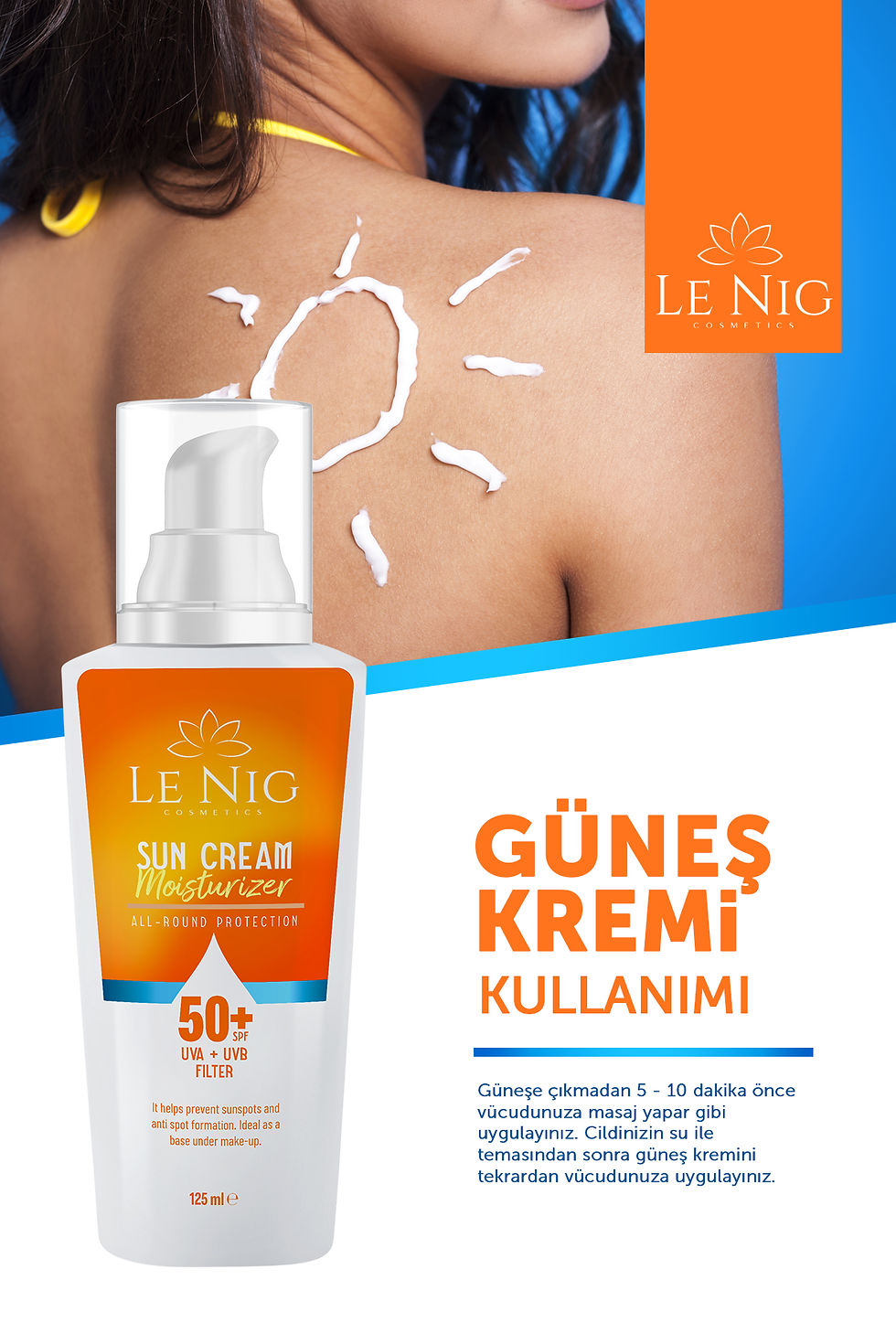 Küçük resim: Le Nig Güneş Kremi SPF 50+ Yüksek Korumalı UVA/UVB 125ML