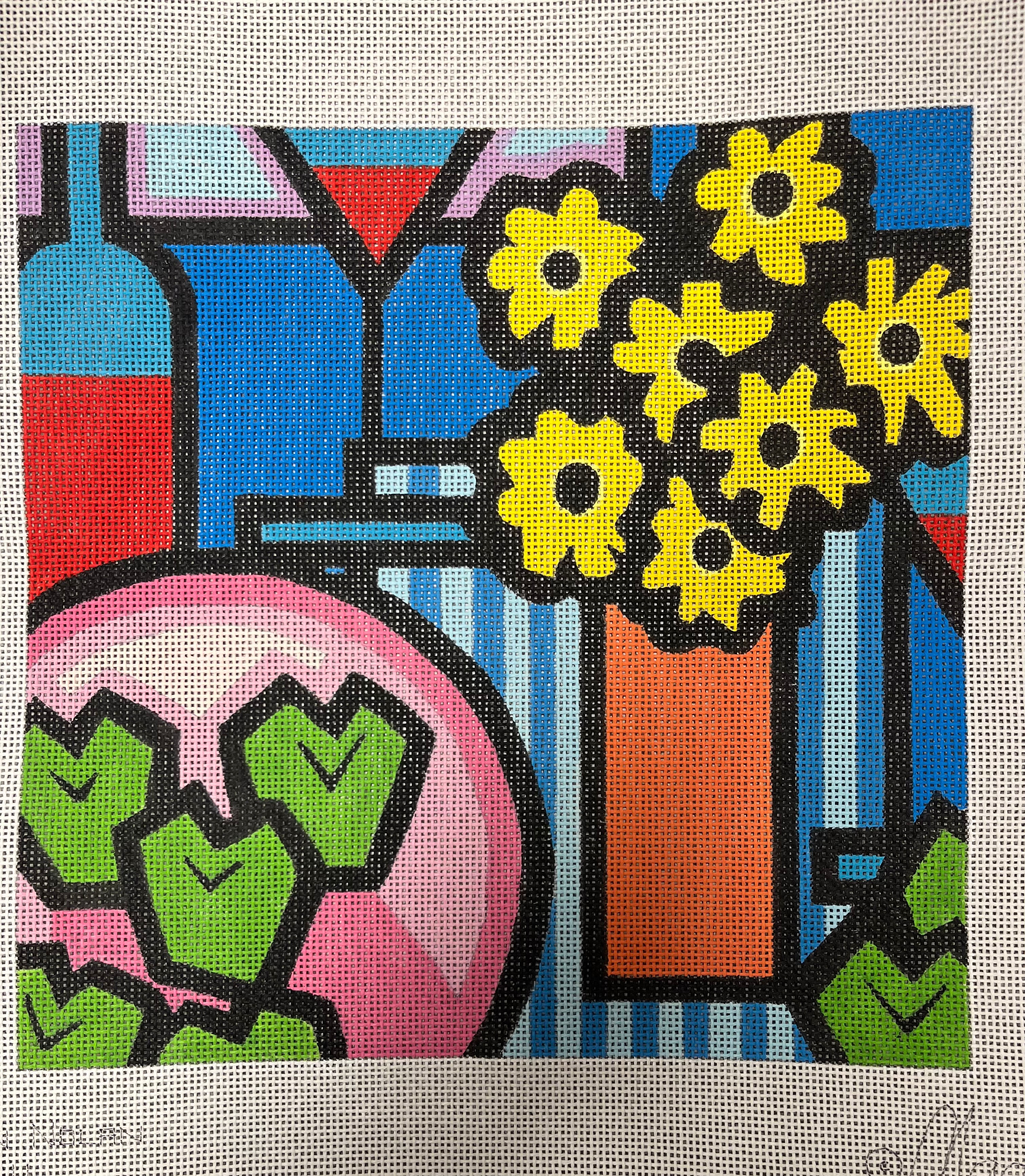 Flowers in Orange Vase