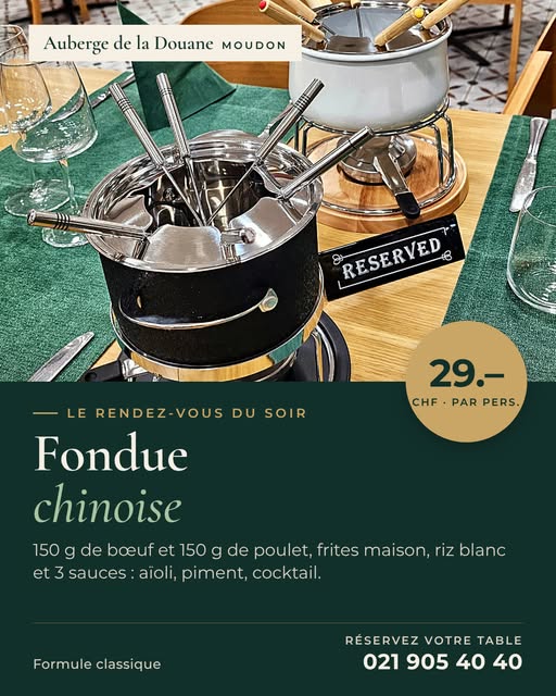 Fondue chinoise : offre limitée à 29.– par personne