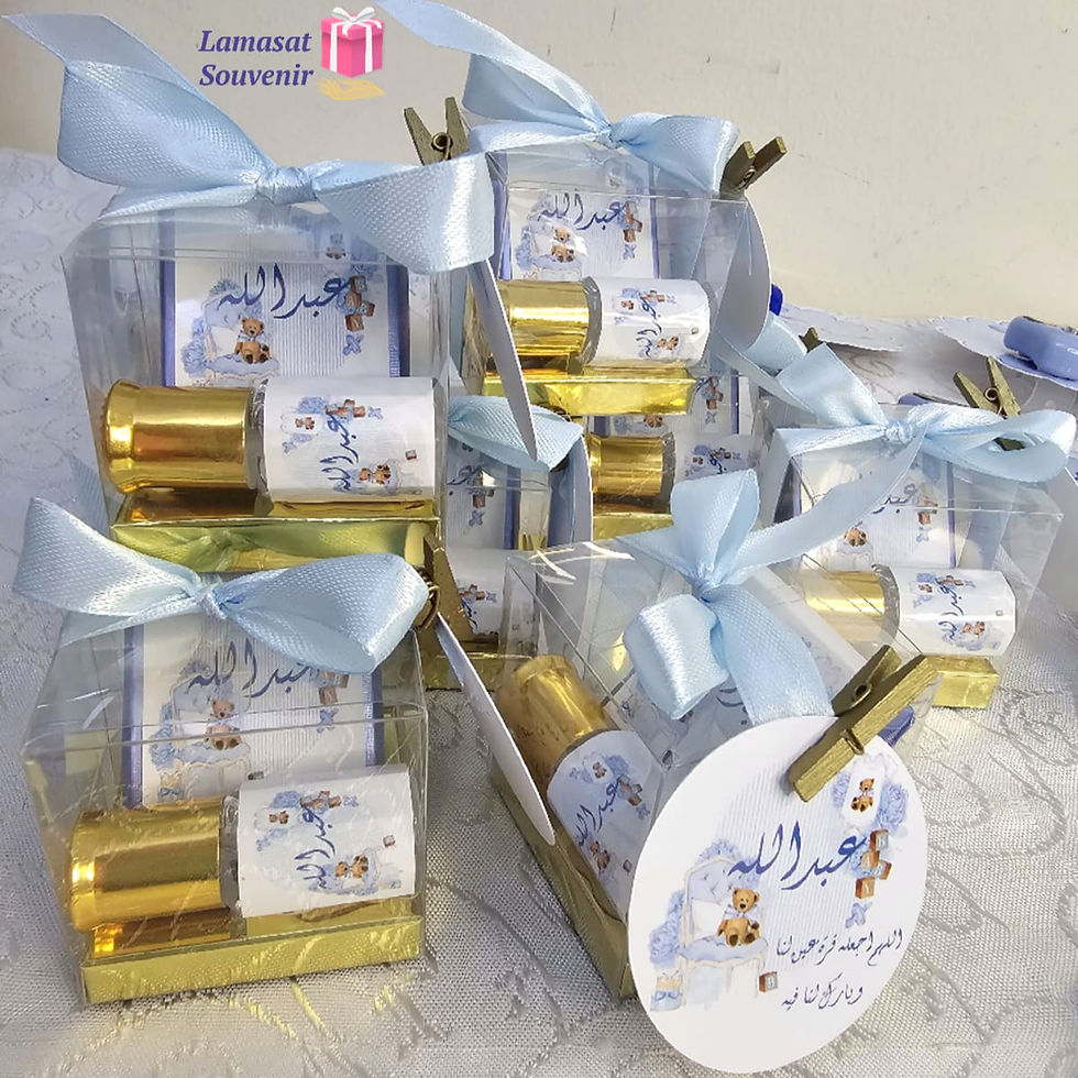 علبة مسك وشوكولا توزيعات مواليد باللون الوردي