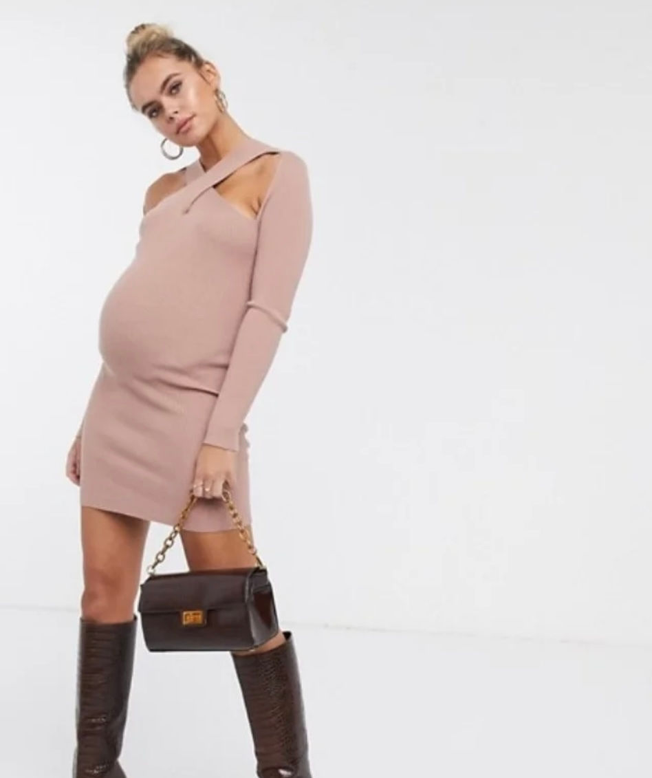 Cross Neck Knitted Mini Dress