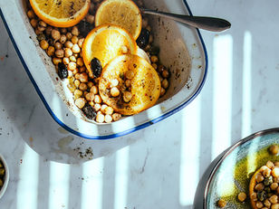 Baked Chickpeas with Capers, Olives & Orange: A RUSTIC DISH